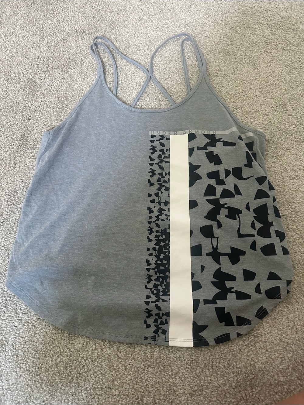Under Armour Light Gray Printed Strappy Tank Top